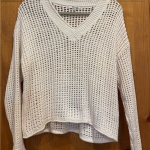 Madewell Cream V-Neck Knit Sweater